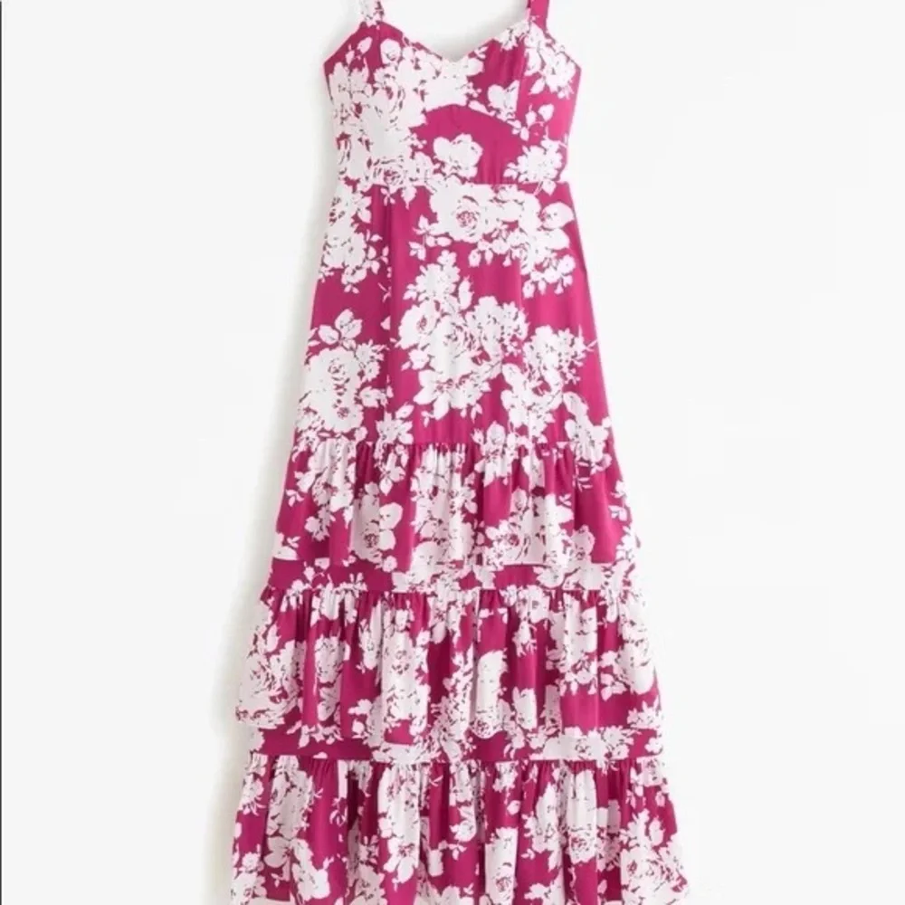 Abercrombie & Fitch Floral Pink Drama Ruffle T Maxi Dress NWT